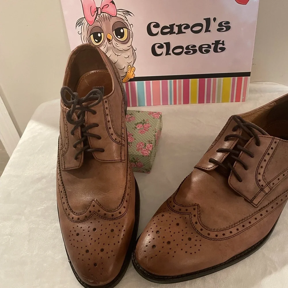 Gordon Rush Tan Brown Wingtip Leather Oxfords